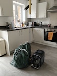 2 bags, lamp, coffee machine 2 bags of garden stuff (plants, leaves, branches); 1 floor lamp (broken). 1 Phillips coffee machine (in working conditions). CT1 - removed for £53