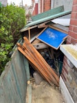 Garden/household rubbish Garden rubbish includes dismantled wood Wendy House, scrap metal and wood at the bottom of the pile is 5/6 bags of rubble. broken binds . also 2 pallets on street . three empty bulk bags N17 - removed for £156