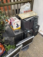 lot of old electronics & wires collected by SID WASTE LTD