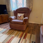 Furniture 3 seater sofa, arm chair, table and 4 chairs, bed base and mattress MK45 - removed for £234