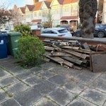 Mostly old wooden decking Mostly old wooden decking of various length and a few bits of off cuts of new composite decking. Some wooden boards are quite long and can be cut to accommodate van size. Would suit a Large van or medium van if some boards cut. Two Edwardian metal manhole covers (only 1 surround). Small semi circular metal table surround. W5 - removed for £286