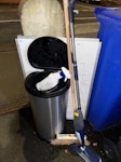 Bin and white board Bin white board and a broom M19 - removed for £29