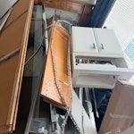 Carpet,shower, cupboard Carpet, shower tray and screen, old cupboard DA15 - removed for £156