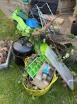 Garden rubbish Garden rubbish, old kids slide, lawnmower, hose etc. Most unlikely to be reusable except hose and perhaps lawnmower can be mended NW3 - removed for £110