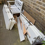 Cupboard doors/shelves/hinges The collection does not include the white bench in the photos just the cupboard doors, shelving etc N1 - removed for £86