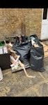 8 bags + Wood + Cardboard 8 bags of mixed rubbish (wood offcuts and general household) + Flattened Cardboard boxes + Wood + bathroom mirror + 2 sacks of half empty 10kg multifinish bonding powder SW13 - removed for £130