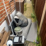 Electronics, old bookcase etc Old electronics, book case, clothes rack, dog bowl, workout mat, old dog bed, kid paddling pool W4 - removed for £86