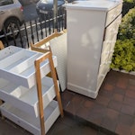 X4 reusable furniture 1 x chest of drawers
1 x cabinet
1 x kids toy shelves
1 x shelving unit SW17 - removed for £65