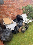 Rubbish. Wood carpet chair Couple trees one chair food bags and a carpet KT2 - removed for £100