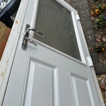 UPVC frame with composite door Door and frame and step. Fully reusable with 3 keys GU22 - removed for £65