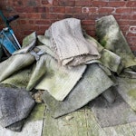 One pile of old carpet One pile of old carpet from a room sized (3.65m x 3.47m). Roughly sliced up and folded. Easy access through back gate to garden. DE55 - removed for £95