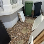 Wooden panels, from a wardrobe all ready to pick up outside. Demolished wardobe, tv bench and chest of drawers - just wooden panels SW6 - removed for £91