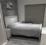 Bed Drawers Table Bedside 1 no. Bed frame and mattress - reusable (mattress stained)
2 no. bed side tables - reusable / fixable 
1 no. dinner table and 4 chairs - reusable (table needs a sand down and new coat, chairs - material shredded on all (cat))
1 no. double chest of drawers - reusable (one side of the top is cut down 15mm on side 
Items will be put on gf for collect NW2 - removed for £130