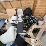 household items(wood,plastic.. bath panel, tiles, wooden children’s bench, 3 chairs, floorboards, pram, trike, small suitcase, bedding (mattress topper, duvet, sheets etc), kitchen bin, ikea shoe storage bench and small amount of other misc household items SE23 - removed for £130