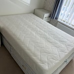 sofa, armchairs and beds 1 x sofa, 2x armchairs and 1x footstall all matching. could easily be re-used. 1x double divan bed and mattress and 1 x wooden double bed and mattress. bad bases fine to reuse. CO6 - removed for £247