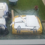 small kitchen renovation kitchen cabinets, laminate worktop and tiles. 1 Hippo bag and a few smaller bags as pictured. In garden with side gate access. GU22 - removed for £286