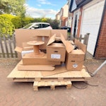 Solar waste collection Waste from solar installation, wooden pallets, cardboard, cables, cable reel, plastic SG5 - removed for £87