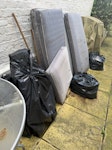 misc garden furniture & waste used furniture, cushions. table and 4 waste bags SW17 - removed for £71