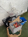 household bits and bobs baskets, blankets, pet crate, parasol etc W8 - removed for £96