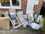 Builder Waste About 10 bags of building waste, 2 half pallets, and cardboard. BR3 - removed for £130