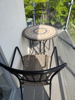 round table, 2 chairs collected by Perkins&Sons clearance &removals