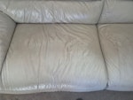 Large recliner, tear on seat. Mechanism fully working. Tear and cracked leather on seats only. SG19 - removed for £88