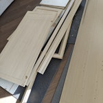 leftover plywood from kitchen After kitchen renovation there are:
- 8 rectangular pieces of plywood (including two cabinet doors). Biggest is 214x57 cm.
- 2 plywood kitchen frames. 1 straight and one with 2 90 degree angles (length of 215cm) SE13 - removed for £65