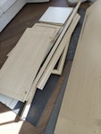 leftover plywood from kitchen After kitchen renovation there are:
- 8 rectangular pieces of plywood (including two cabinet doors). Biggest is 214x57 cm. 
- 2 plywood kitchen frames. 1 straight and one with 2 90 degree angles (length of 215cm) SE13 - removed for £65