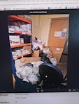 Shop rubbish 30 boxes betting slips
thousands loose betting slips
cardboard +& Posters
blue chair
plates
binbags full of rubbish and slips
buckets LE11 - removed for £200