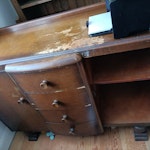 2 seater sofa & sideboard 2 seater Laura Ashley leather sofa & Jentique sideboard TW3 - removed for £130