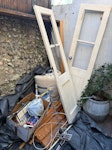 doors, blinds, mattress. single futon mattress, wooden slatted blinds, tv aerial, double doors, and tiles, wash basin, lamps. BN2 - removed for £97