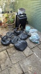 rubble, soil, cement, 5x bag of soil, 2x rubble, 1x cement (reusable), 1 garden bush. W12 - removed for £59