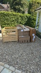 Packaging material and chair , cardboard boxes. polystyrene, chair and cushion, wooden crate KT11 - removed for £130