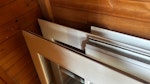 four patio doors wood and glas Four patio doors (2 double doors) wood and glass . Quite heavy may be able to be repaired ? In shed but easy access. I cannot lift them out RH14 - removed for £97