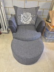 Armchair and Foot Stool Armchair approx 1 mtr wide by 1 metre deep by 0.7 mtr high with foot stool RM13 - removed for £78