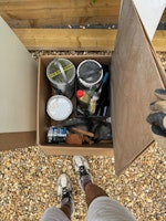 cardboard, gas can, tins collected by Florin Vacaru