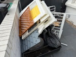 Garden and Domestic Waste Garden waste including soil and some plants. Broken up child’s playhouse. Dismantled child’s bed. Some cardboard, wood and black sacks. SE4 - removed for £79