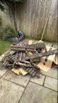 wooden garden borders mostly wooden garden borders cardboard boxes and some flower pots HA8 - removed for £123