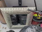 TV stand, Mirror, Vacuum TV stand, bin, wall mirror, mop and bucket, old suitcase, shark vacuum cleaner and accessories, broom, telescopic corner shower caddy and extension,cutlery tray, dustpan and brush, double mattress topper, blanket, rotating cosmetic storage, toothbrush/toiletry caddy, pillows, bag full of afro hair extensions/wigs. Large laundry bags, file storage. WV11 - removed for £91