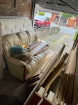 Assorted furniture 2 mattresses
1 Devan bed
2 head board
1 dressing table
2 dismantled wardrobes
1 small rug
Assorted floor cleaners
1 leather sofa
1 small nest of tables ST7 - removed for £357