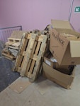 Mix rubbish. carpet, cardboard mix trash. carpet. cardboard. plastic. pallets. On level 2. Lift access IG6 - removed for £407