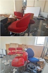 Rubbish removal Betfred shop 324 - 
6x red stools high
2x red chairs 
1 x blue cashier chair 
2x filing cabinets 
8 x TV boxes 
A load of rubbish in the ladies toilet RM17 - removed for £160