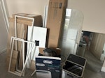Boxes and household items Boxes and various household items - including metallic kitchen sink, mirror, shower screen, bin, wood, dehumidifier, kettle, dismantled desk - some may be reusable / sellable W4 - removed for £130