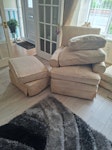 3 seater settee 2 arm chairs 3 seater settee 2 arm chairs and footstool S41 - removed for £156
