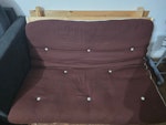 Futon Sofa Bed - 2 seaters Futon Sofa Bed - 2 seaters. Size: W 122 cm, L 202 cm, H 15 cm. With mattress. Approx. Weight 35 kg. Still in good condition but fire resistant tag has beem removed. NW9 - removed for £65
