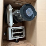 sofa and kitchenware clic clac double sofa bed, assorted kitchenware, pans, crockery and cutlery. toaster. blender and single electric hob with European plugs. all decent condition, clean and reusable. BN2 - removed for £78