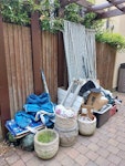 assorted garden and domestic long wooden trellis work, 4 heavy garden plant pots, sundry domestic items SL6 - removed for £130
