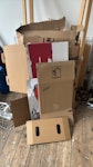 Cardboard, clothing rail X2 Several cardboard boxes, flattened, plus a disassembled bamboo clothing rail, and a metal Ikea rail, also disassembled. N5 - removed for £110