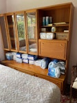 large storage cabinet exc cond A large, glass doored storage cabinet in very good condition.  Could be upcycled.  Length 2m Height 1.86m and depth 56cm.  It is heavy ST5 - removed for £156
