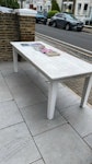 wood dining table solid wood dining table. in two parts. top and legs. can be used again. 212 cm long. SW17 - removed for £65